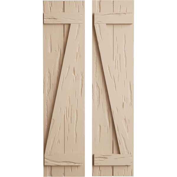 Ekena Millwork Rustic Two Board Joined Board-n-Batten Pecky Cypress Faux Wood Shutters w/Z-Board, 11"W x 76"H SHUBJZ11X76PCPR - main