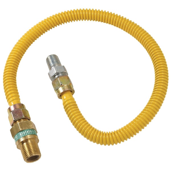 Dormont 1/2'' ODx18'' Coated Stainless Steel Gas Connector 1/2'' MIP, Tapped 3/8'' FIPx1/2'' MIP SmartSense 20C-3131V4TS-18B - main