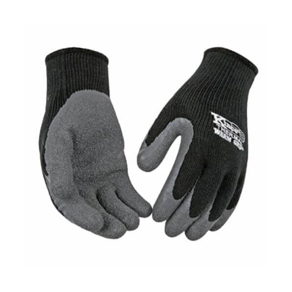 Kinco Men's General Purpose Gloves, Coated, Full Finger/Wing Thumb Style, Large, Latex Palm, Black/Gray 1790-L - main