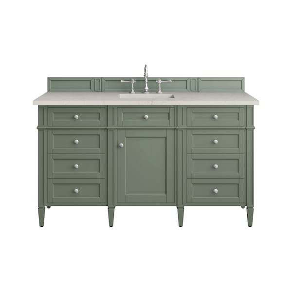 James Martin Vanities Brittany 60" Single Vanity, Smokey Celadon, w/ 3 CM Siberian Silestone Top 650-V60S-SC-3SFR - main