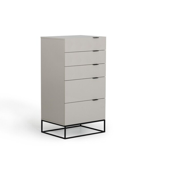 Homeroots 24" Grey Manufactured Wood Five Drawer Chest 473081 - main
