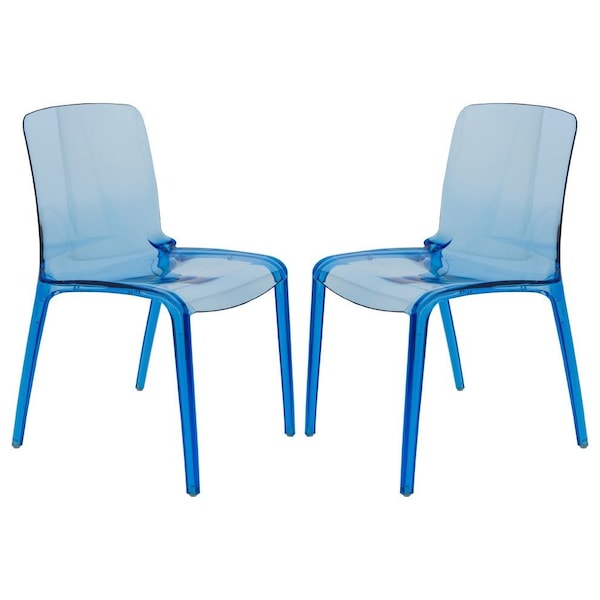 Leisuremod Murray Modern Dining Chair, Transparent Blue, 2PK MC20TBU2 - main