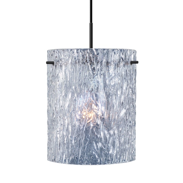Besa Lighting Besa Tamburo 8 Pendant, Clear Stone, Black Finish, 1x 11W LED 1JT-400600-LED-BK - main