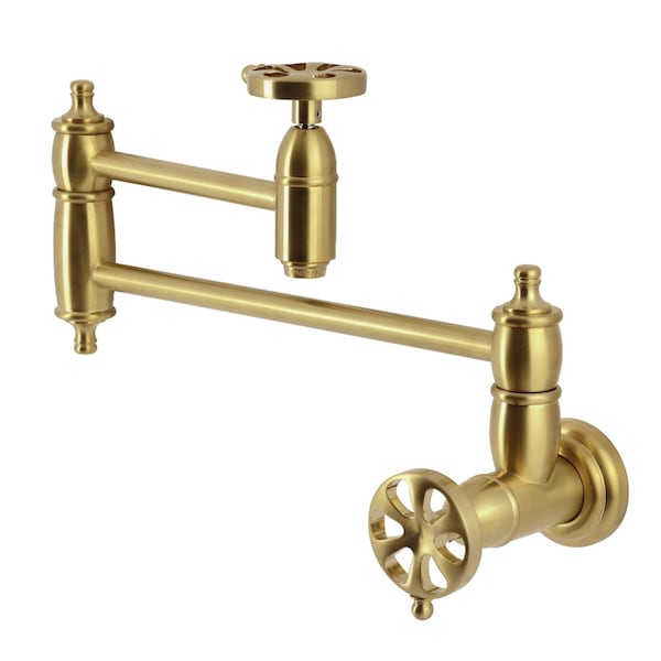 Kingston Brass Wall Mount Pot Filler Faucet, Brushed Brass KS3107RX - main