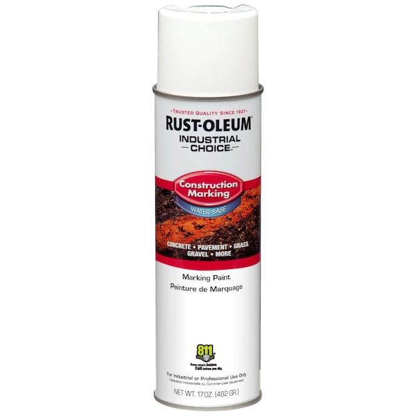 Rust-Oleum Construction Marking Paint, 17 oz., White, Water -Based 264692 - main