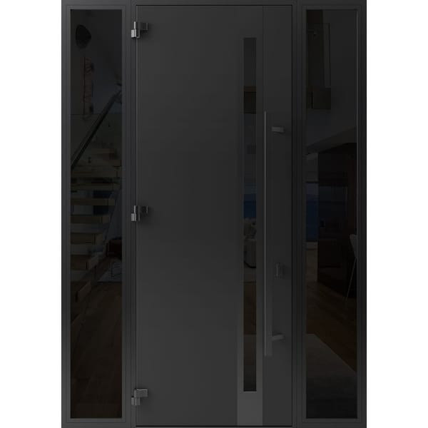 Vdomdoors Front Exterior Prehung Steel Door Ronex1033 Teak 96 2 Sidelight Exterior Windows Sidelites Entry RONEX1033EXD-OAK-W14+36+14xH96-RH-I - main
