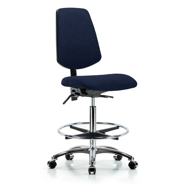 Blue Ridge Ergonomics Fab Hi Bench Chair, Med, Bk, CF, Cast, Navy, No Arms, 26" to 35-1/2" Height, Dark Blue BR-FHBCH-MB-CR-T0-A0-CF-CC-F45 - main