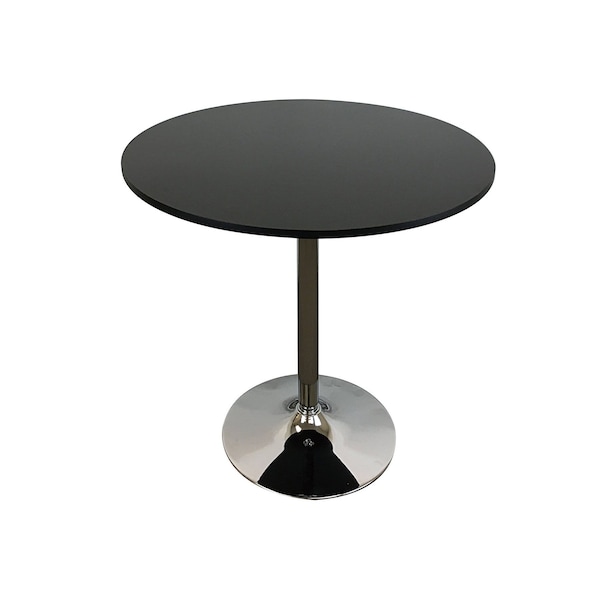 Homeroots 36" Black and Silver Wood and Metal Pedestal Base Round Top Dining Table 555151 - main