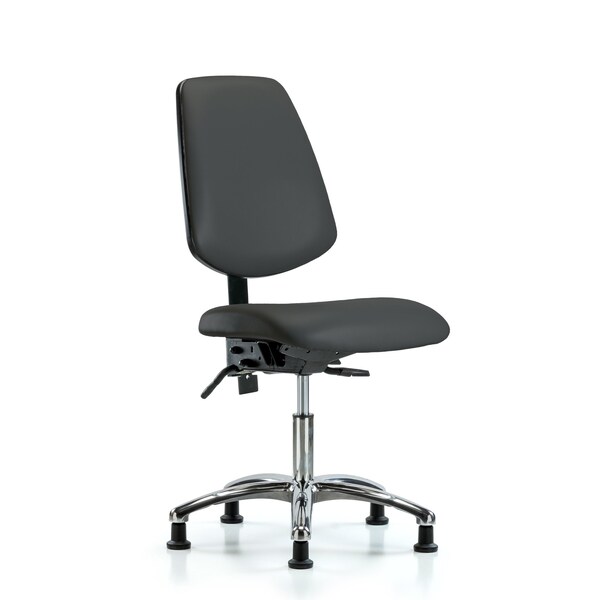 Blue Ridge Ergonomics Desk Chair Desk Chair, Vinyl, Med, Bk, Glds, Gry, No Arms, 18" to 23" Height, Vinyl, Charcoal BR-VDHCH-MB-CR-T1-A0-RG-8605 - main