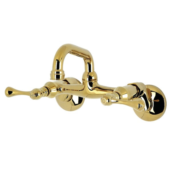 Kingston Brass Double-Handle Wall Mount Bar Faucet, Polished Brass KS312PB - main