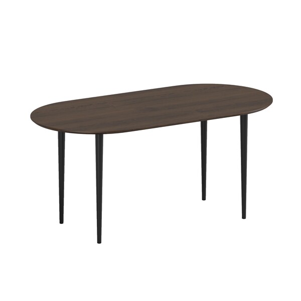 Homeroots 67" Walnut and Black Solid Wood Oval Dining Table 712137 - main