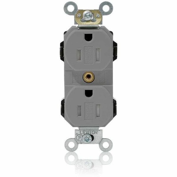 Leviton Straight Blade Receptacle, 5-15R, 15 A, 125V AC, Self-Grounded MT562-SGY - main