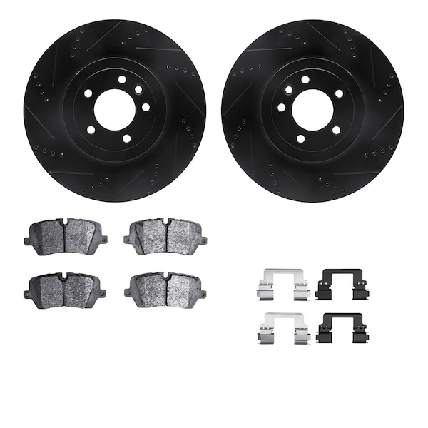 Dynamic Friction Co DFC Rotors-Drilled & Slotted-Black w/ EURO 5000 Ceramic Brake Pads Incl Hdw 8612-11022 - main