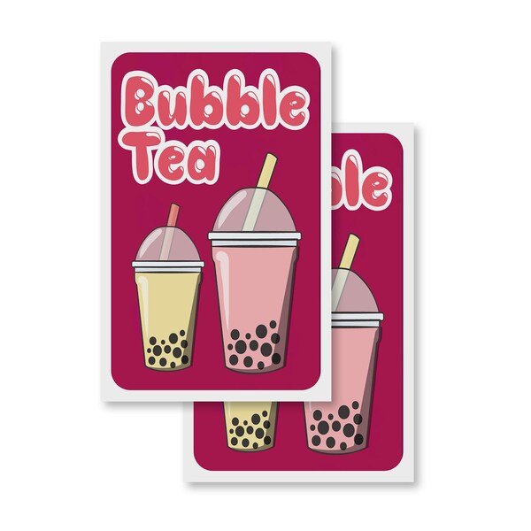 Signmission Bubble Tea, Vinyl Decals Only 24 Inch x 36 Inch, Vinyl Decal, 2PK DSB-2436-2PACK-30351 - main
