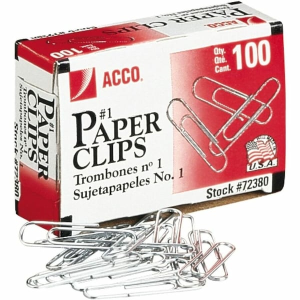 Acco Economy No. 1 Paper Clips, Silver, 1000/Pack 72380 - main