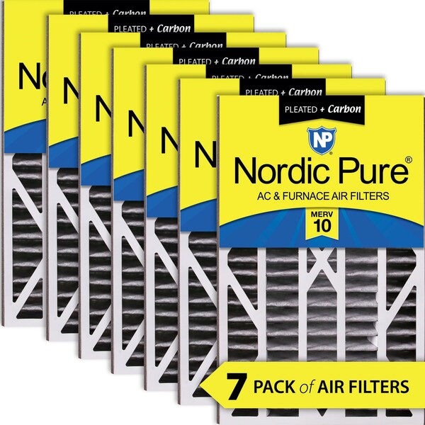 Nordic Pure 16x25x3 Plus Carbon Pleated Air Filter, High Capacity, MERV 10, 7 PK 16x25x3ABPM10C-7 - main