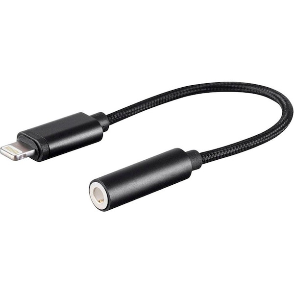 Monoprice MFi Certified Lightning to 3.5mm Audio Adapter, Nylon Braid, Black 36444 - main