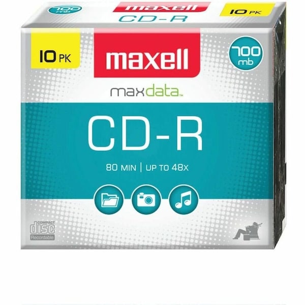Maxell CD-R700 CD Recordable Media - CD-R - 40x - 700 MB - 10 Pack 648210 - main
