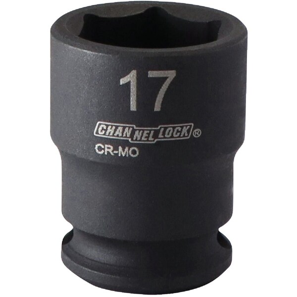 Channellock 3/8'' Drive 17 mm 6-Point Shallow Metric Impact Socket S1815800112020001 - main