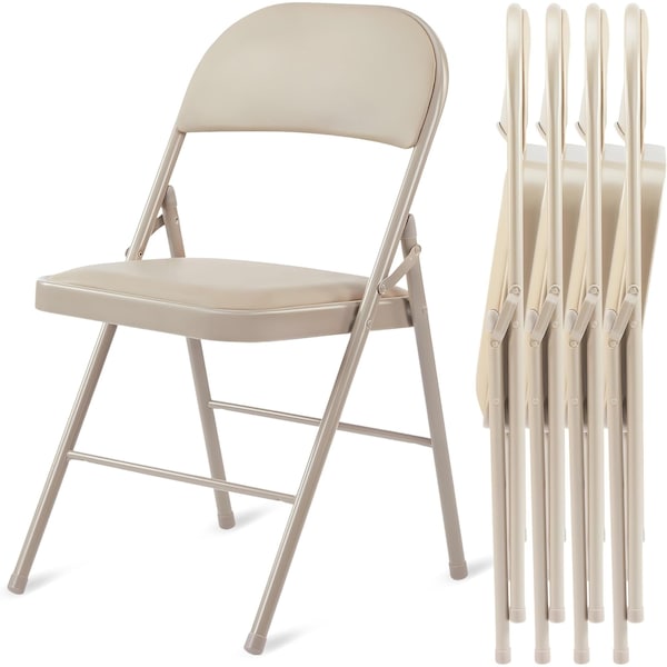 Simple Deluxe YSSOA Folding Chairs w/ Padded Vinyl Cushion Seats and Durable Metal Frame for Indoor Outdoor, 4PK 3A88FNCHARFOLDTANX4 - main