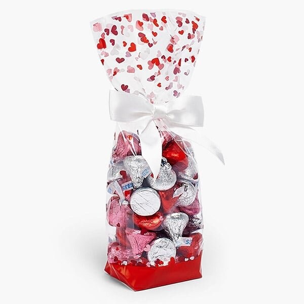 Nashville Wraps Valentine Hearts Hard Bottom 1.4 mi Cello Bags, 2.25x1.5x8.75, 100PK 99191 - main