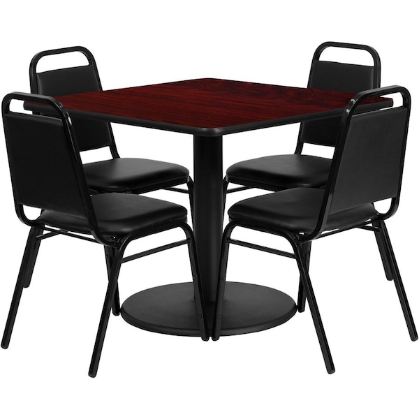 Flash Furniture Square Laminate Table, Laminate Top, Wood Grain RSRB1010-GG - main