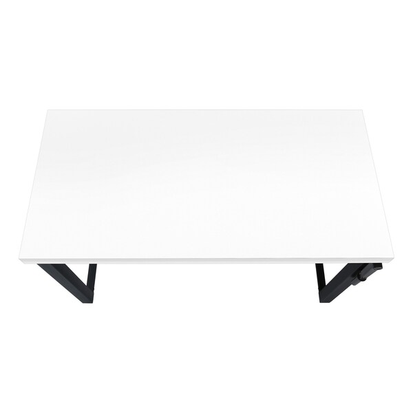 Homeroots Adjustable White and Black Wood and Metal Sled Computer Desk 490018 - main