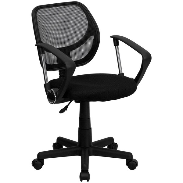 Flash Furniture Mesh Task Chair, 15-1/2" to 19-1/2", Fixed Arms, Black WA-3074-BK-A-GG - main