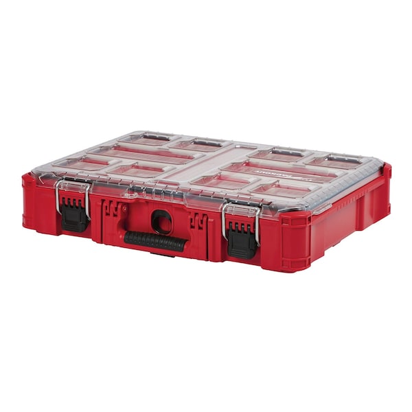 Milwaukee Tool PACKOUT Tool Case, 10 Compartments, 19-3/4 in W x 15-1/2 in D x 4-5/8 in H, Red, Plastic 48-22-8430 - main