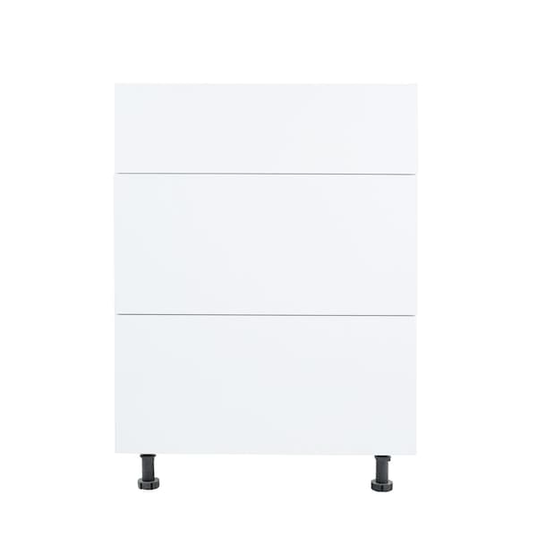 Cambridge Radiance 12in.Wx 24in.Dx 34.5in.H Ready to Assemble Slab Drawer Base Kitchen Cabinet in White Gloss SA-DB12-WG-KIT - main