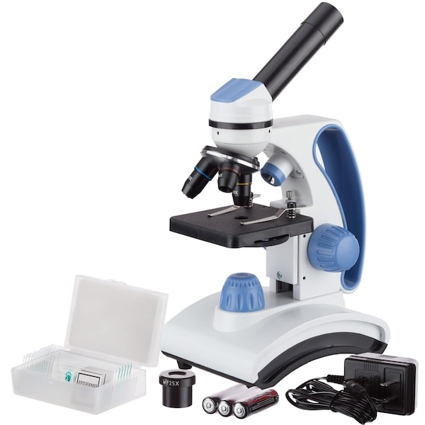 Amscope M161 Student Monocular Compound Microscope 40X-1000X w/Coarse-focus and 10-piece Slide Set M161C-2L-PB10-V287 - main