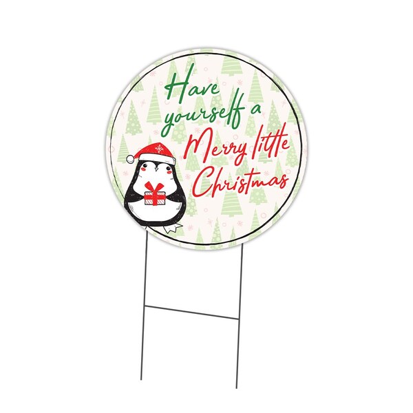 Signmission Merry Little Christmas Double Sided Corrugated Plastic Circle Yard Sign C-16-CIR-DS-WS- Merry little Christmas - main