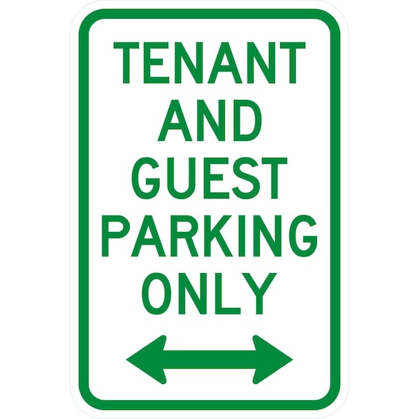 Lyle Tenant and Guest Parking Only with bidirectional arrow, 12x18, Non-Reflective, White G-4540-NA_12x18 - main
