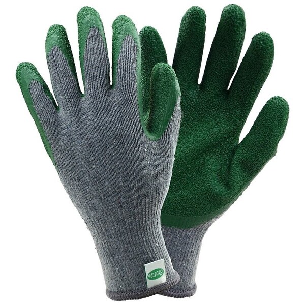 Scotts SC30501 L3P Coated Gloves, Men's, L, Elastic Knit Wrist Cuff, Latex Coating, Polyester Glove, Gray SC30501/L3P - main
