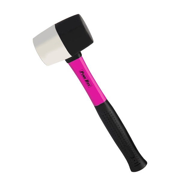 The Original Pink Box 16oz Rubber Mallet, Double Faced, Non-Marking Side with Fiberglass Handle and Comfort Grip, Pink PB16RM - main