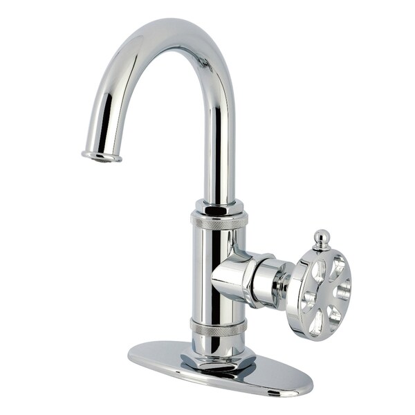 Kingston Brass One-Handle Single-Hole Bathroom Faucet with Deck Plate and Push Pop-Up Drain, Polished Chrome KSD2211RX - main