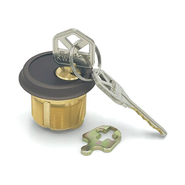 Ecs Hardware Durable Premium Mortise Cylinder, 1-1/8 in 10B Oil Rubbed Bronze / Black KW1 ECSH-MC02-10B-KW1 - main