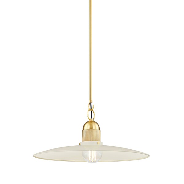 Mitzi Leanna 1 Light Pendant 52 In. Aged Brass/Soft Cream H793701-AGB/SCR - main