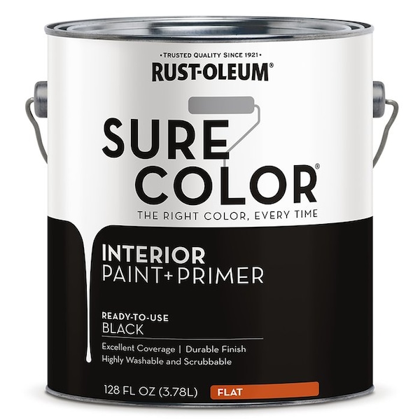 Sure Color Gal Rust-Oleum Black Interior Paint + Primer, Flat 380216 - main