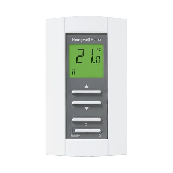 Resideo Line Voltage Thermostat, Digital, Push Button, Non-Programmable, 120V AC, 50/60 Hz TH114-A-120S - main