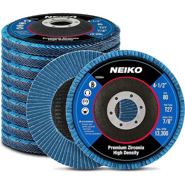 Neiko Zirconia Flap Disc, 80 Grit, Flat Type #27, 10 Pack 11256A - main