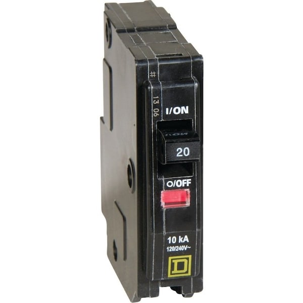 Square D Circuit Breaker, QO Series, 20A, 1 Pole, 120/240V AC, 10kA at 120/240V AC Q0120C - main