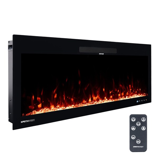 Northwest Electric Fireplace 42 in Wall Mounted with Fire Crackling Sounds & Remote to Adjust LED Flames 80-BEF-42W - main