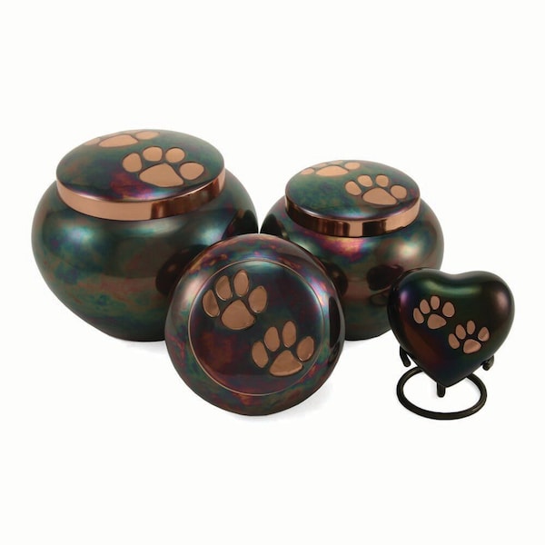 Jorgensen Laboratories Raku/Bronze Paw Print Urns - Large J0316PRL - main