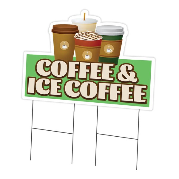 Signmission Coffee & Ice Coffee Die Cut Yard & Stake plastic coroplast window, 2436-Coffee & Ice Coffee C-DC-2436-Coffee And Ice Coffee19 - main