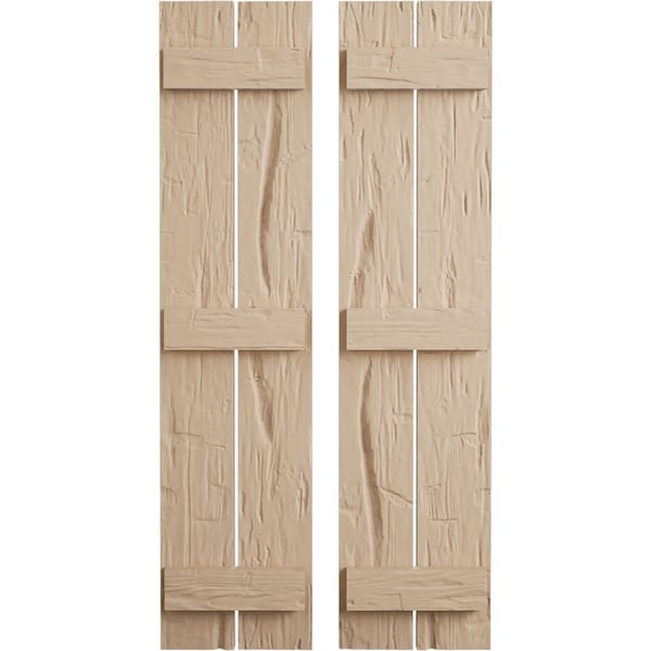 Ekena Millwork Rustic Two Board Spaced Board-n-Batten Hand Hewn Faux Wood Shutters, 11 1/2W x 64H, PR SHUBSS11X64HHPR - main
