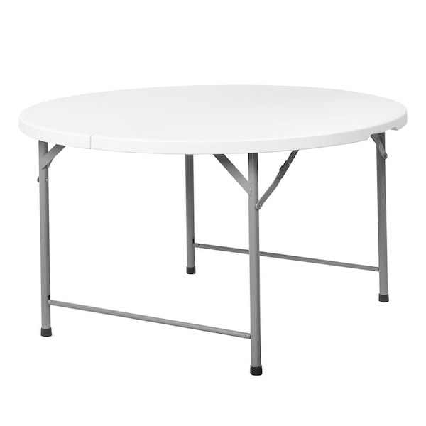 Regency Trestle 6 ft Round Folding Table, Fold-in-Half with Handle, Heavy-Duty Steel Frame, 72 in, White TBM72RNDWH - main