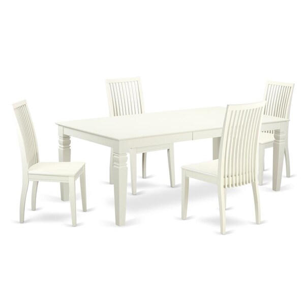 East West Furniture 5 Piece Dining Room Set, Linen White, 5PK LGIP5-LWH-W - main