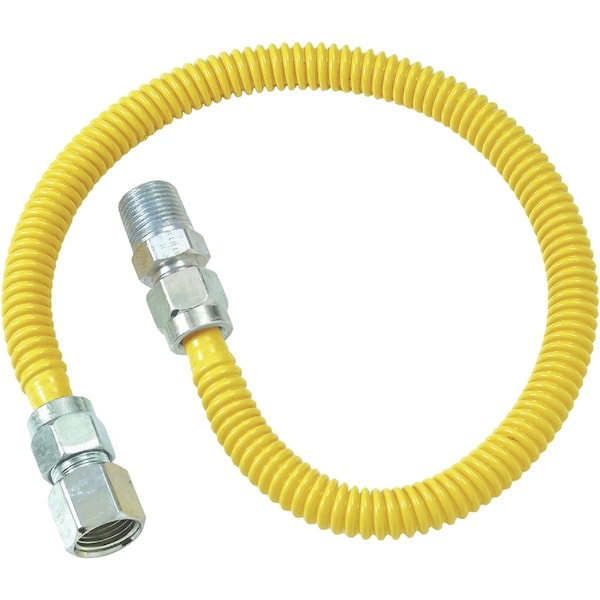 Dormont 1/2'' OD x 36'' Coated Stainless Steel Gas Connector 1/2'' FIP x 1/2'' MIP, Tapped 3/8'' FIP 20C-3132-36B - main