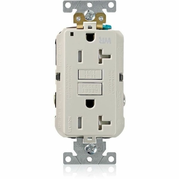 Leviton SmartlockPro GFCI 20A WR/TR/PI Lt Al G5362-WTT - main